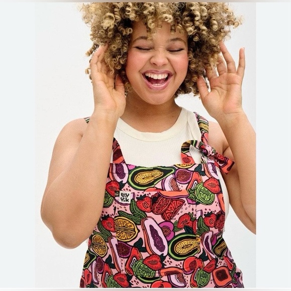Lucy & Yak “Vulva-Rees” Vibrant Patterned Dungarees Overall one piece - Picture 8 of 14
